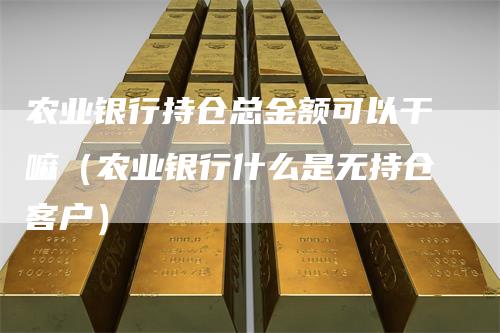 农业银行持仓总金额可以干嘛（农业银行什么是无持仓客户）